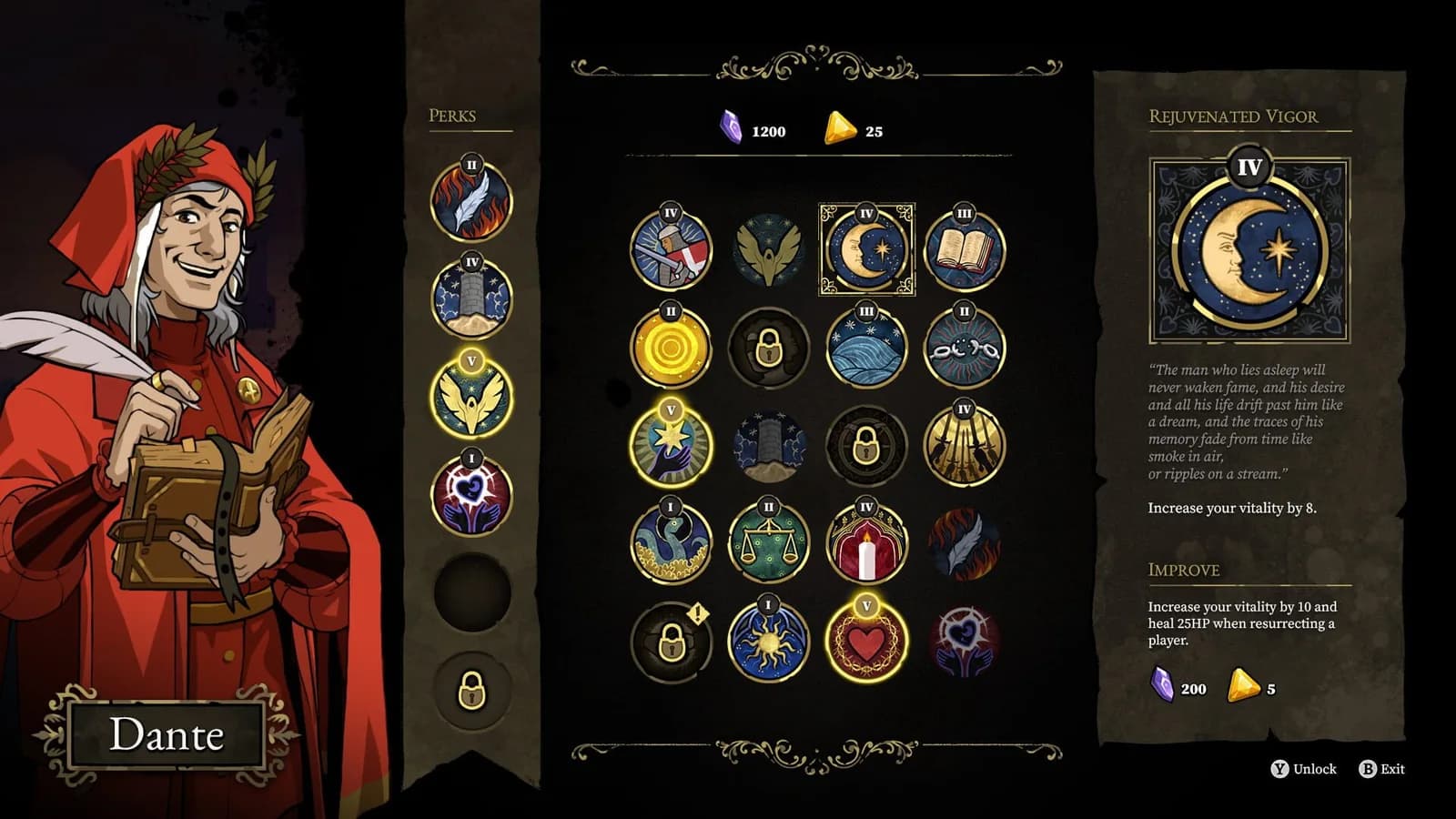 Paths, relics and the progression tree embodied by Dante