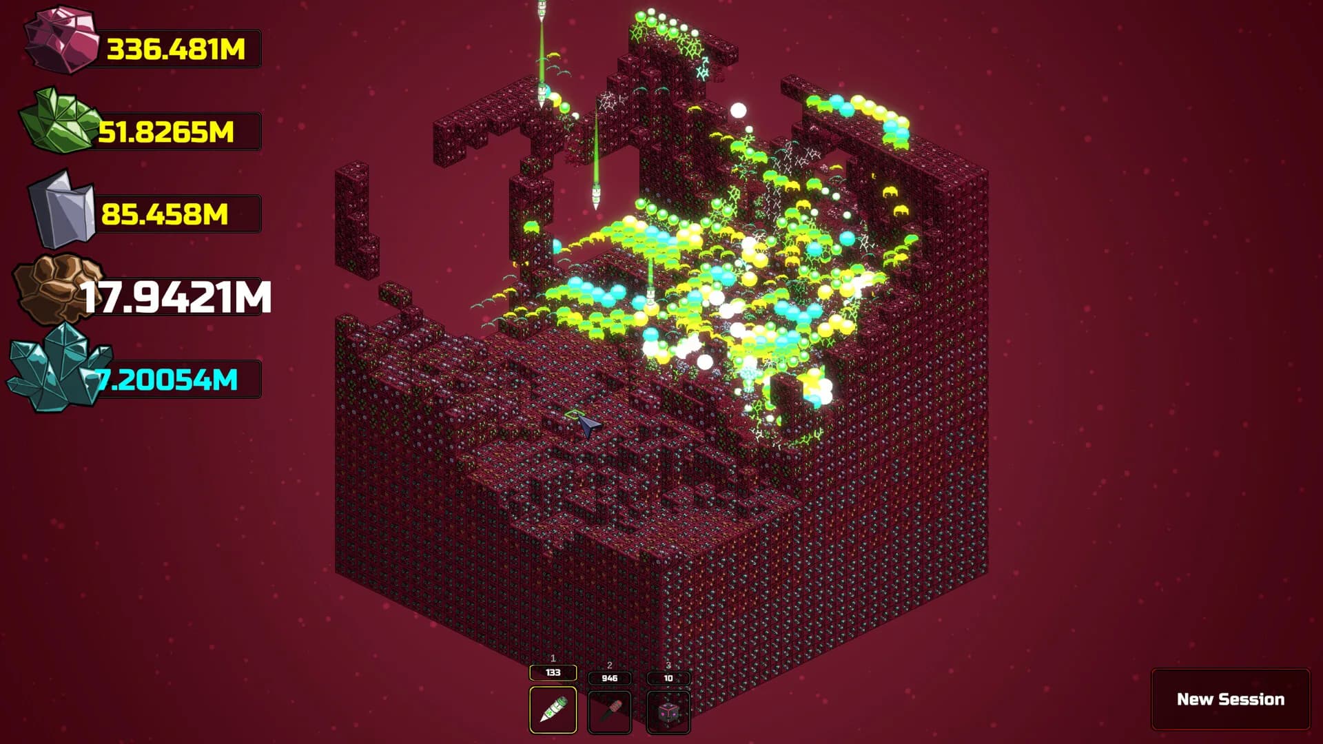 Artillery Miner, the upgrade tree