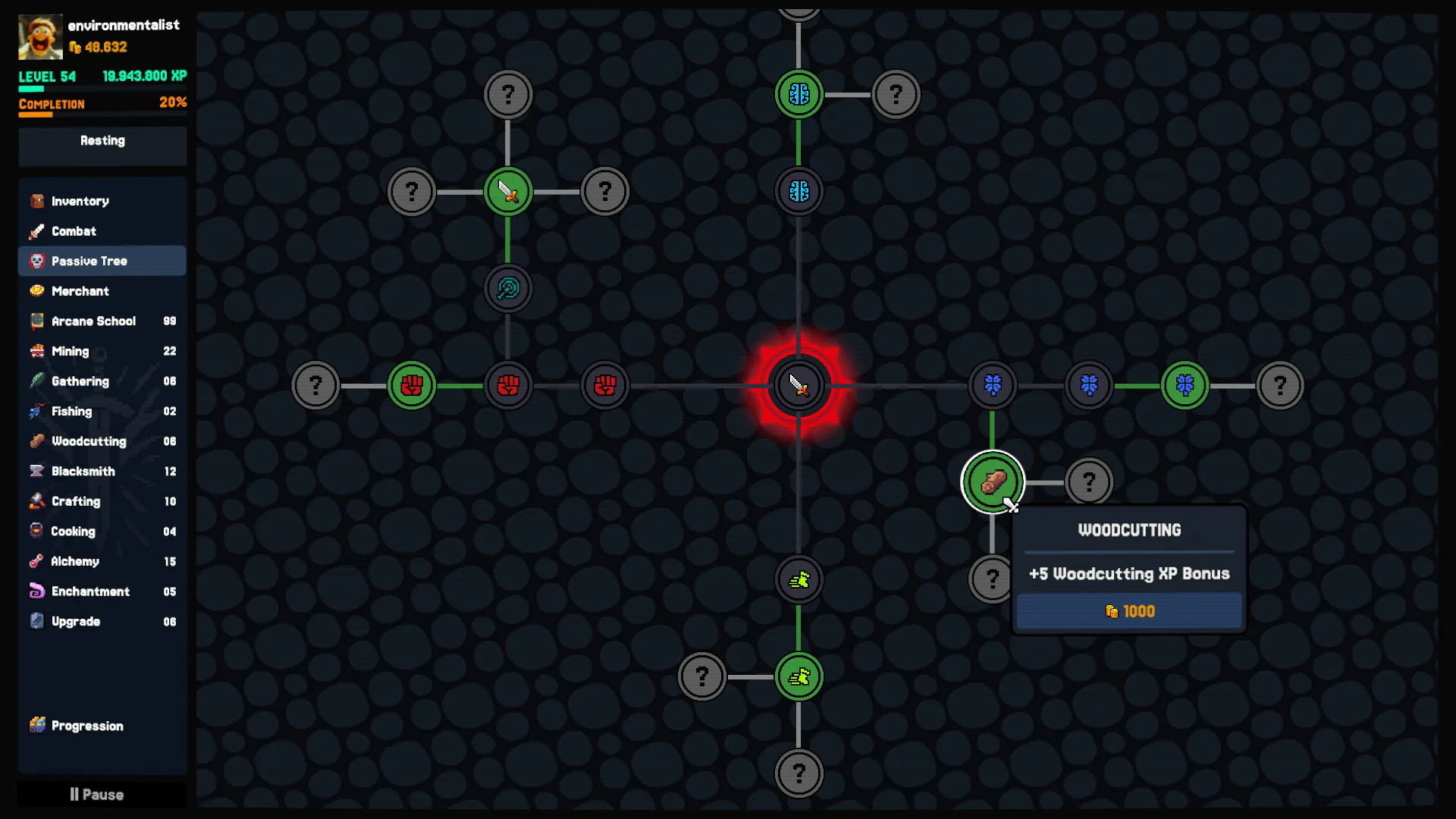 Between Adventures IDLE, the talent tree