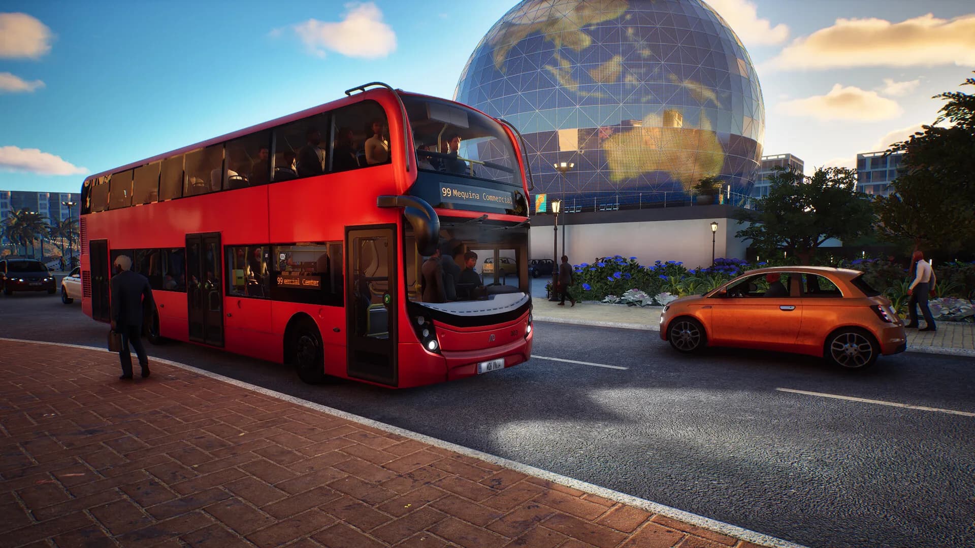 Bus Simulator 27, a stop and boarding passengers
