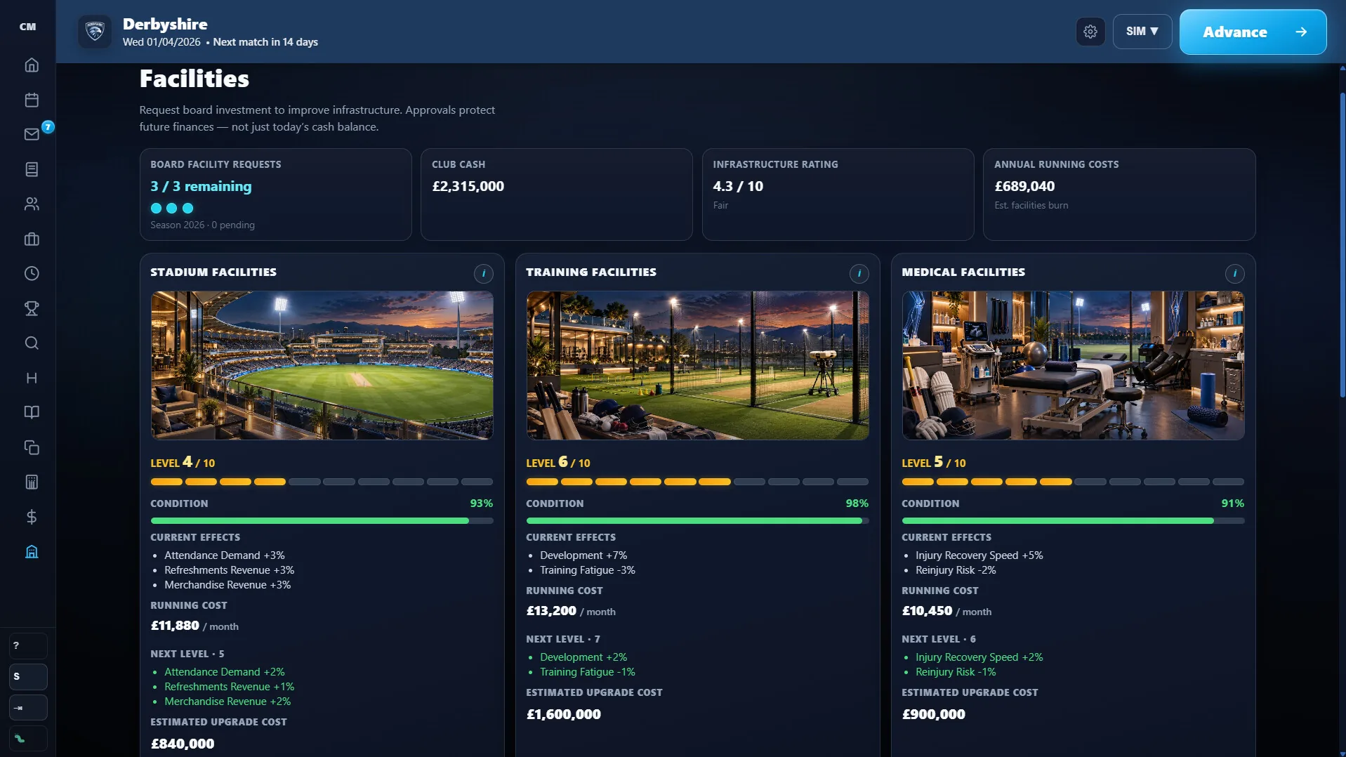 Cricket Management 26, la carriere internationale