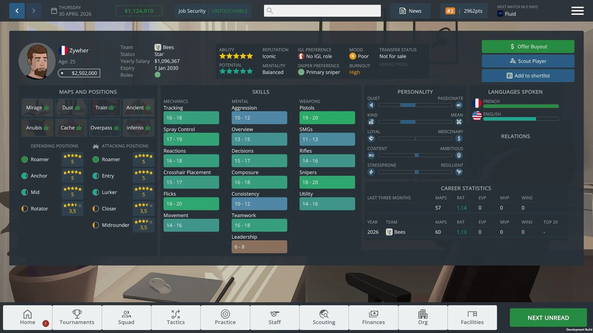 CS Manager, squad and calendar management