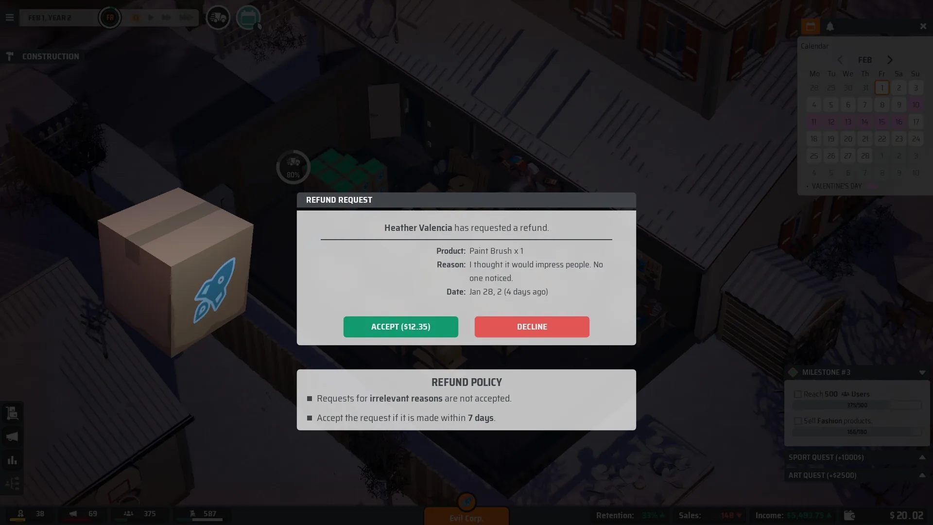 E-Shop Tycoon, warehouses to fill, employees to hire and hackers to foil