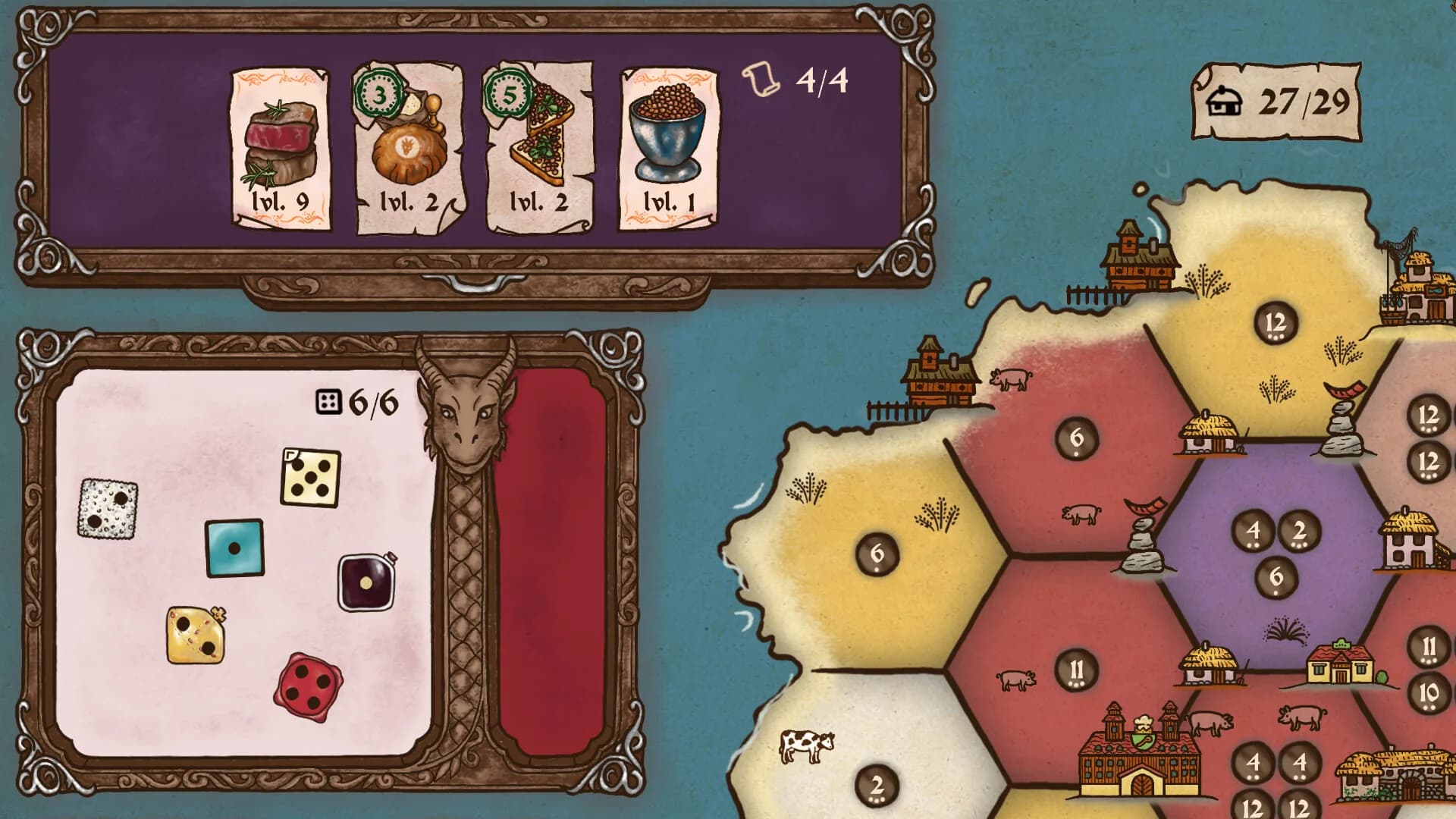 Feed the Scorchpot, recipes and dice management