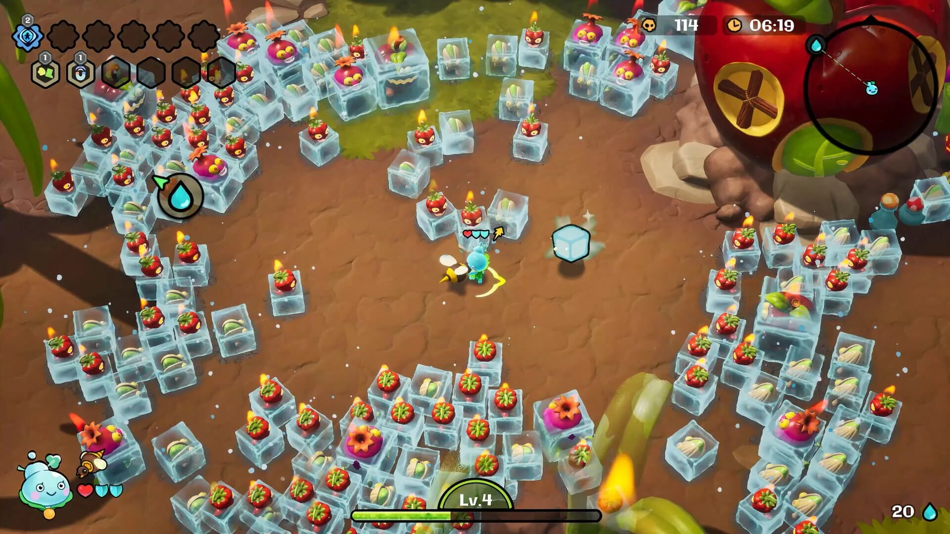 Funguys Swarm, un boss geant en fin d arene