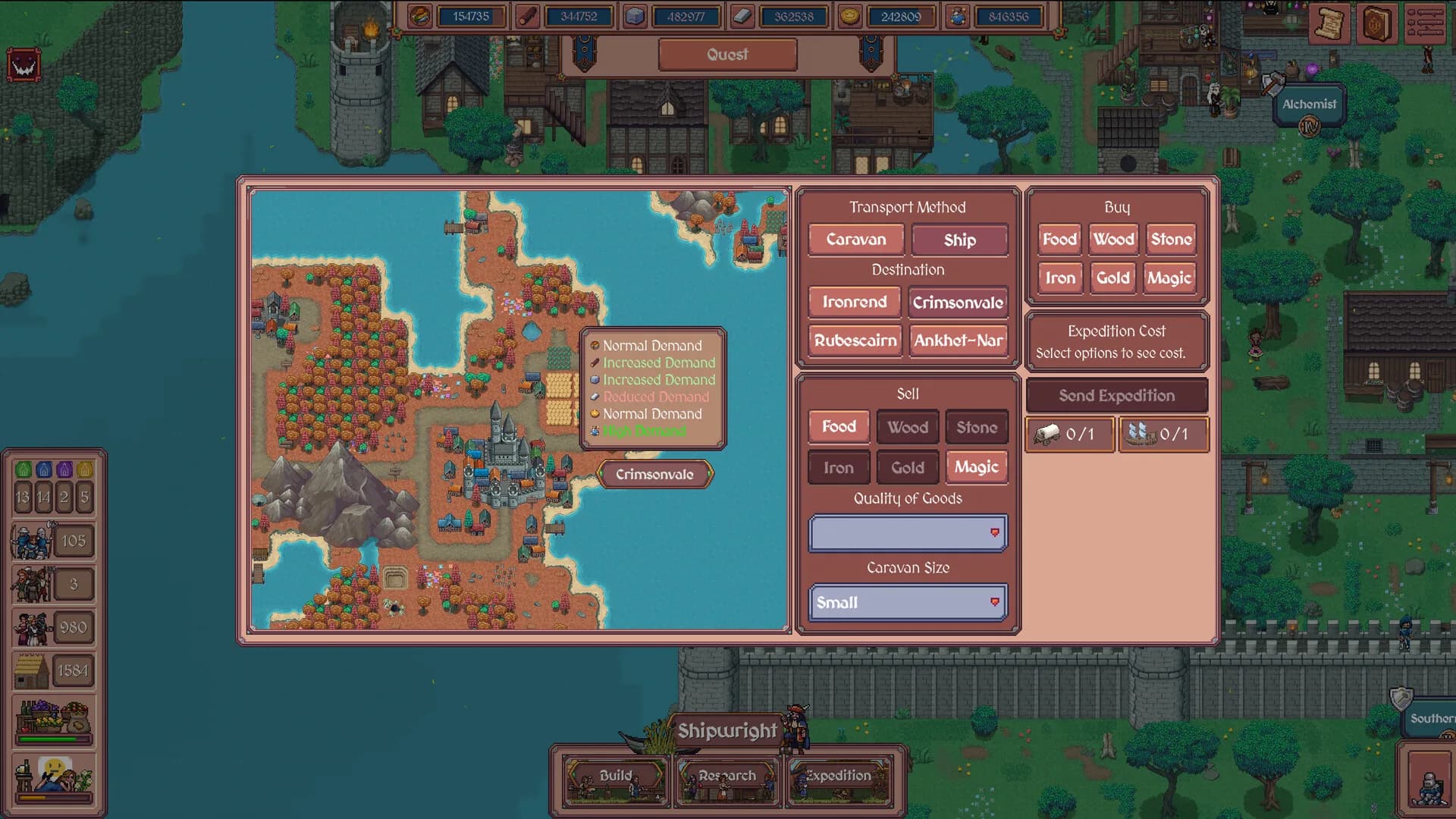 Hearth and Hamlet, the developed city and the research tree