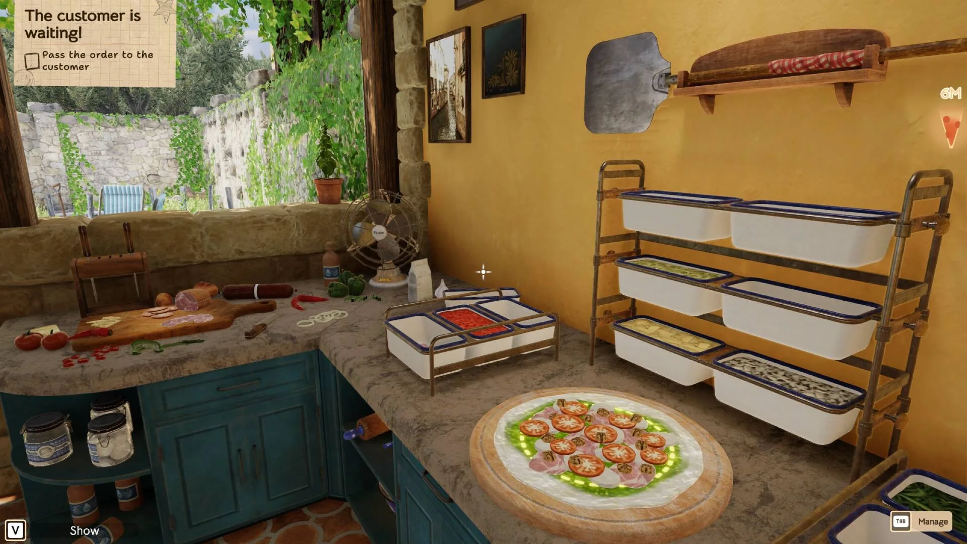Italian Pizza Simulator, preparing ingredients and the wood-fired oven