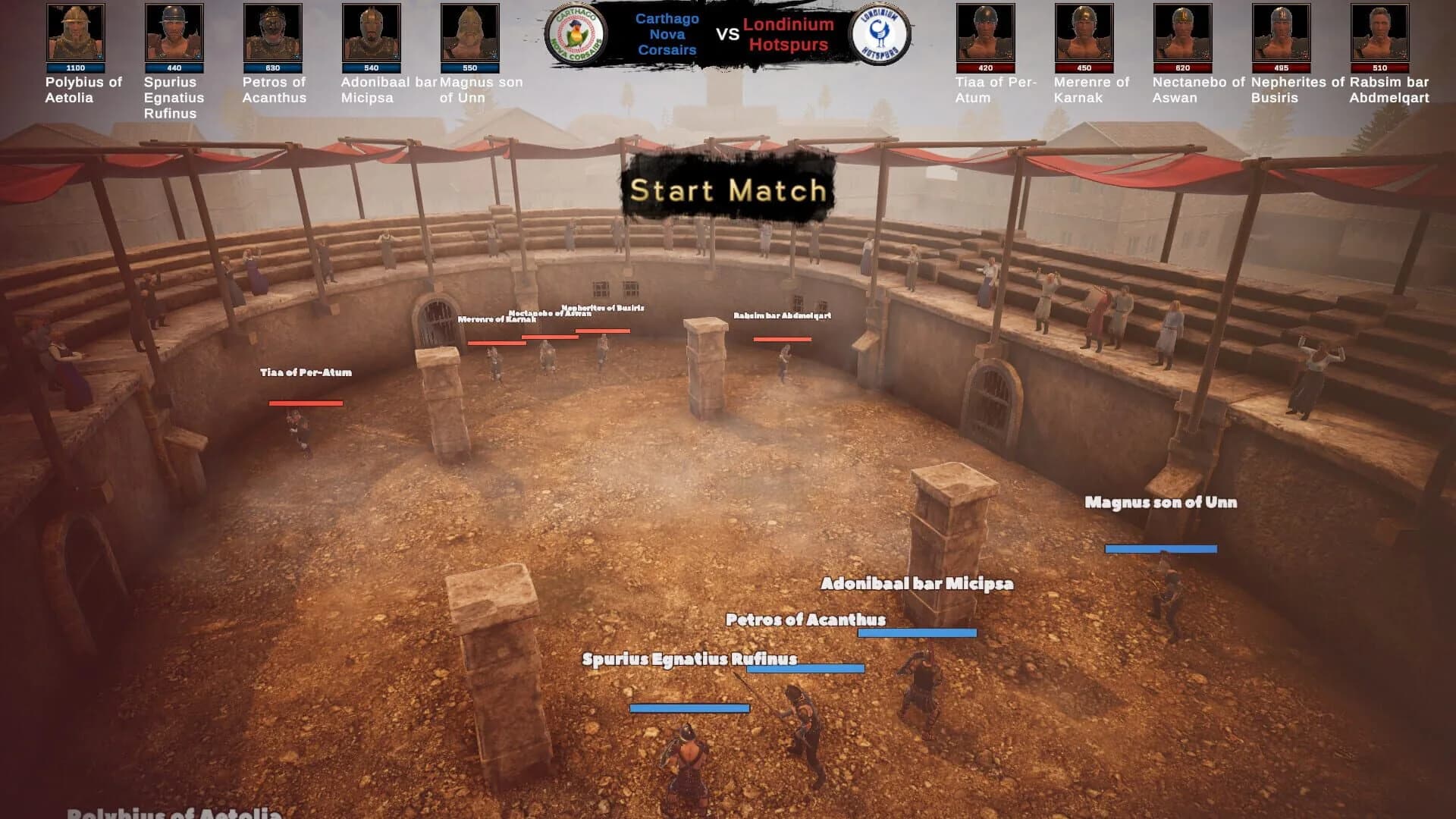 Ludus Magnatus, the market where you recruit and equip your fighters before the arena