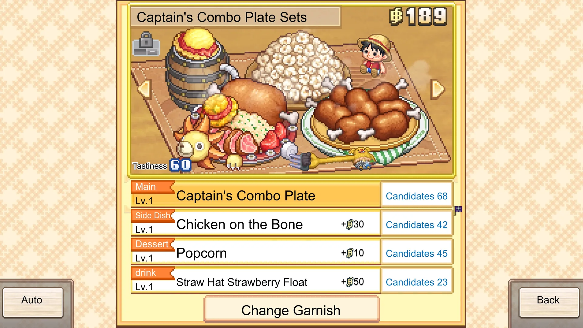One Piece: Grand Gourmet, les recettes