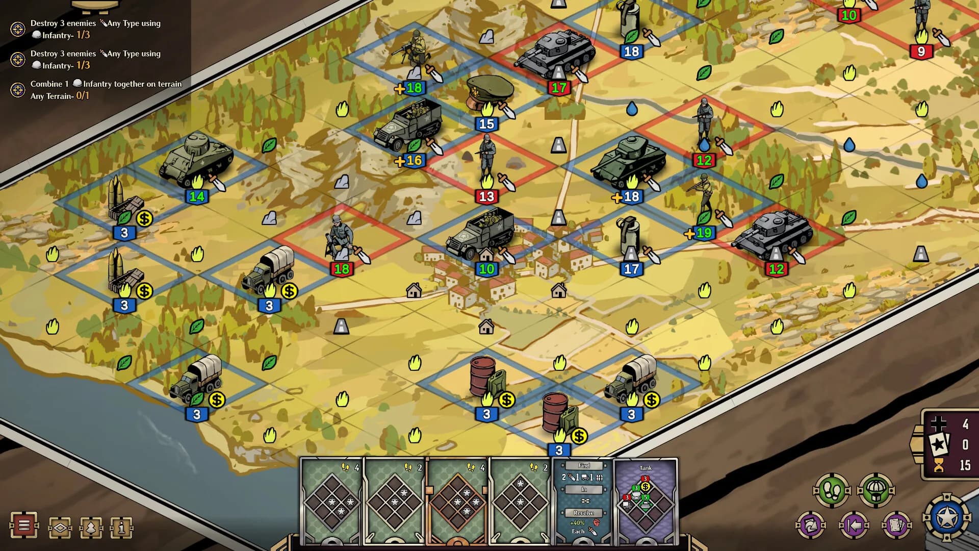 Panzer Deck : pour recruter un Sherman, il faut repérer un motif géométrique sur le champ de bataille