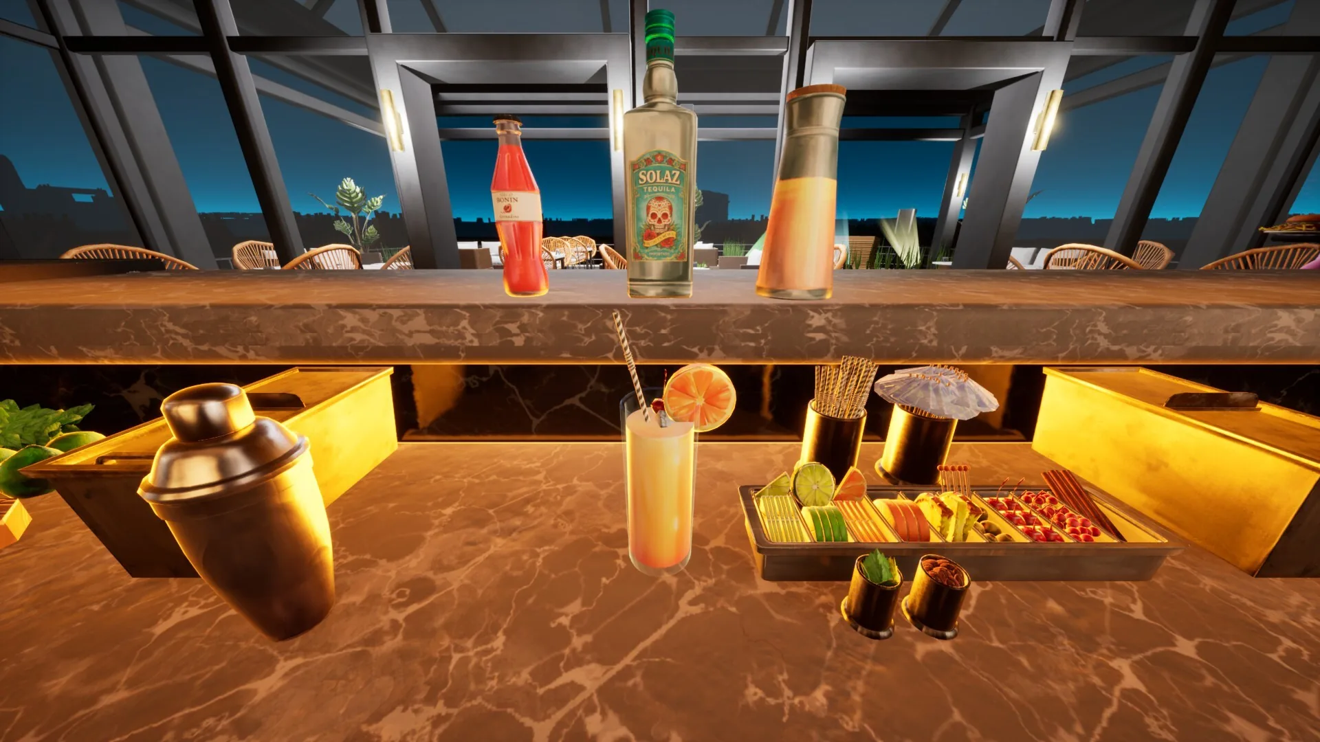 Parisian Bistro Simulator, le rooftop le soir