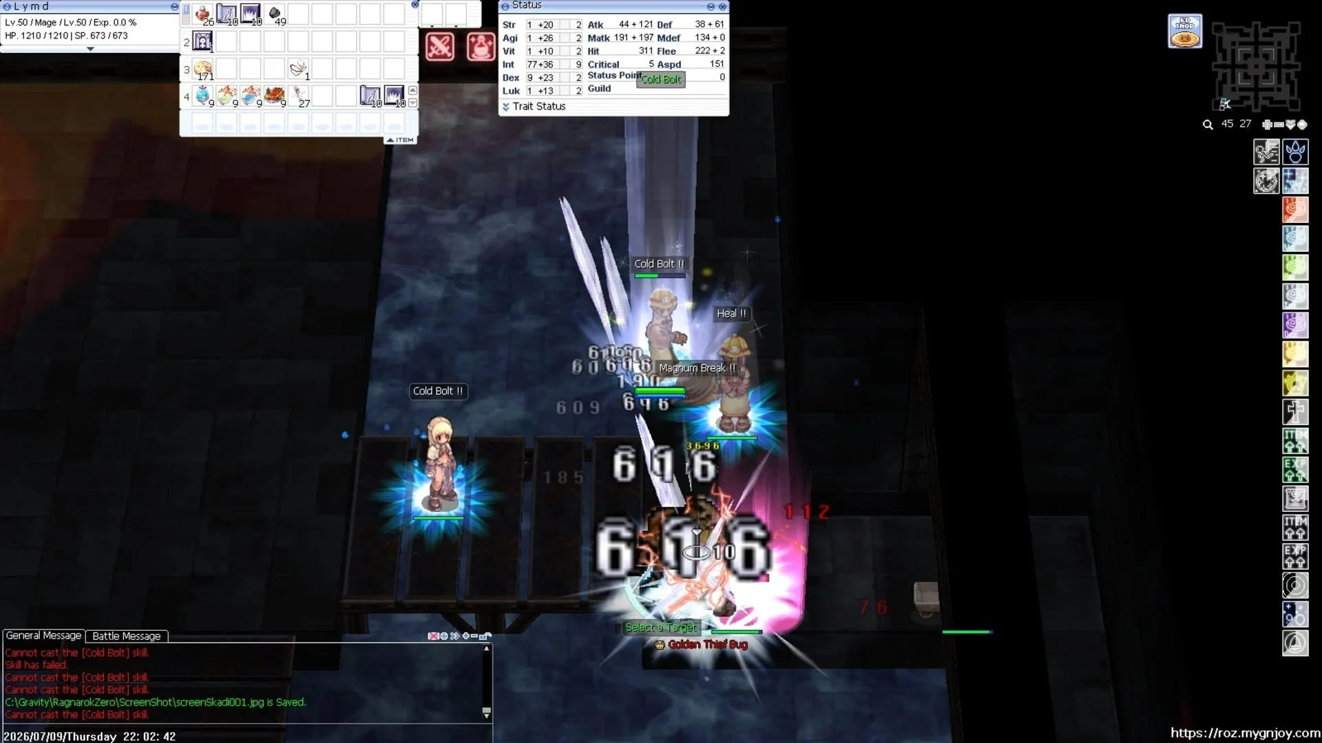 Ragnarok Zero Global, a level 50 mage in a dungeon