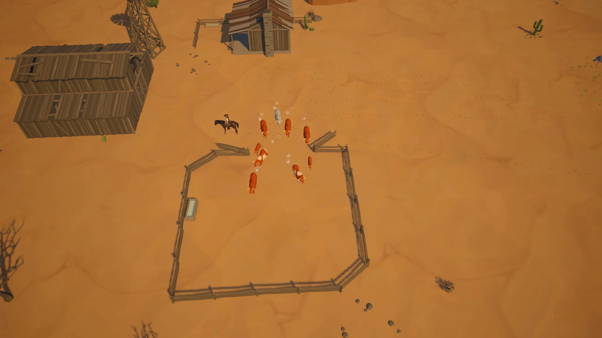 Ranchbound : le Far West en jeu de gestion nerveux, ou l'on mene ses cowboys a la baguette