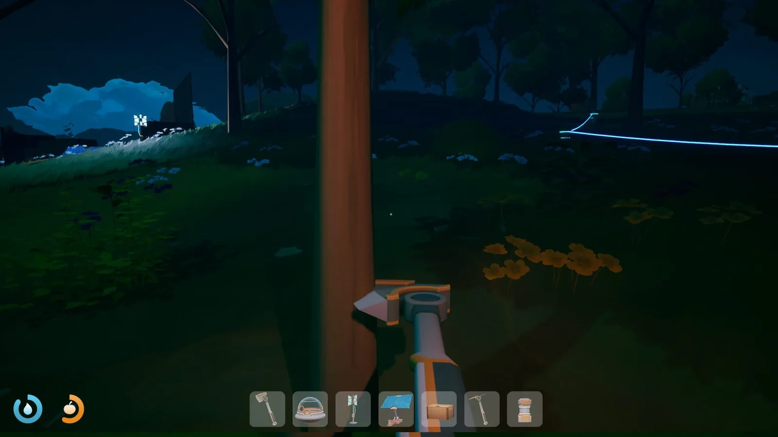 Night, axe in hand: the irony of a tutorial that has you chop trees