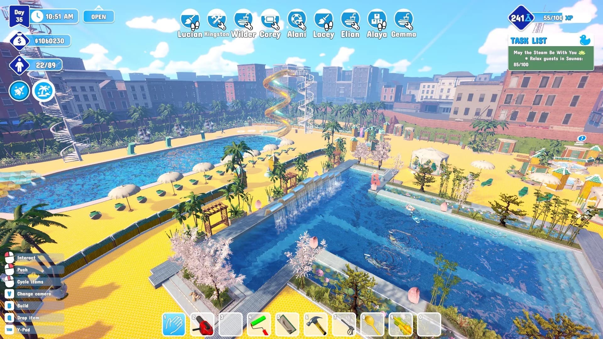 Waterpark Simulator : construire son parc aquatique et envoyer valser ses visiteurs, ça tape à l'oeil