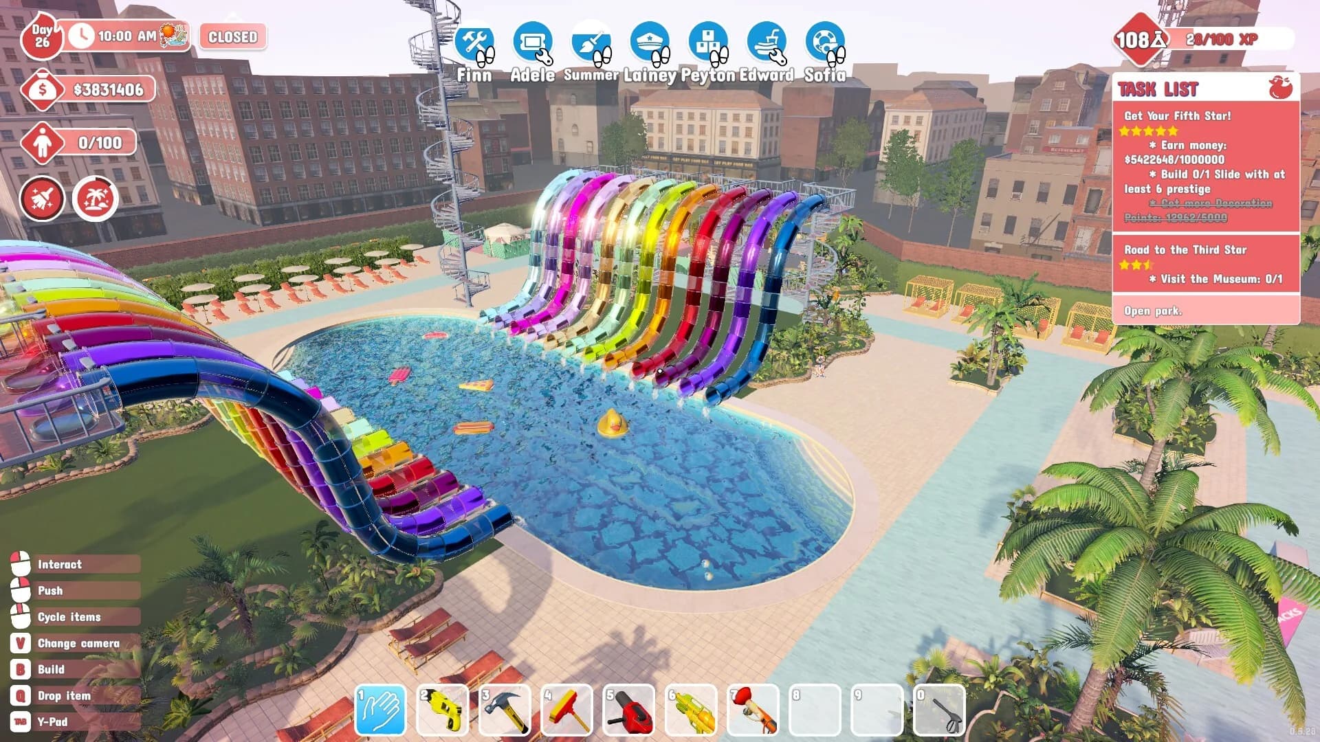 Waterpark Simulator, les visiteurs qui partent en vrille façon ragdoll dans les toboggans